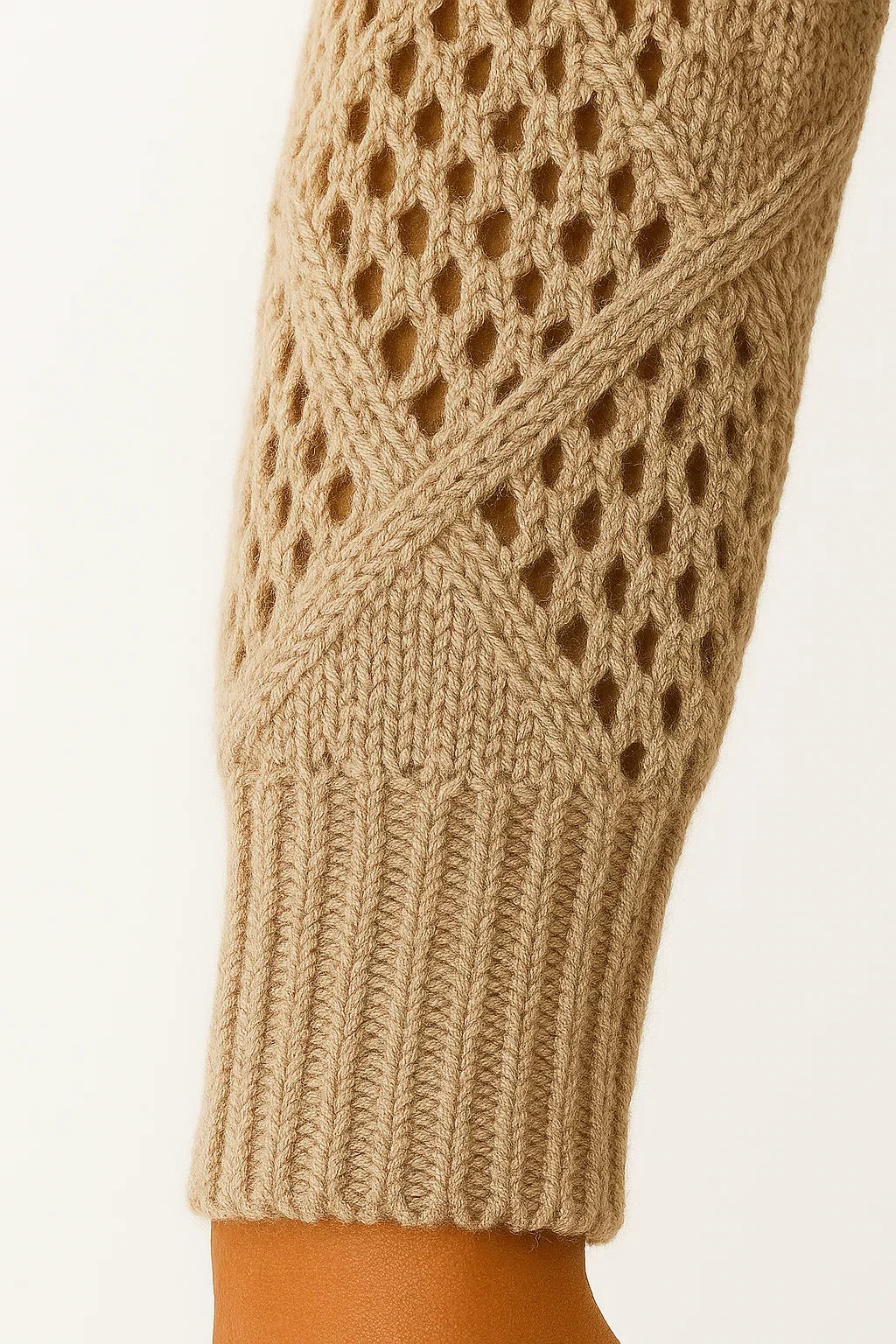 Offene Strick V-Ausschnitt Pullover | Leichte Baumwollmischung | Lockere Passform