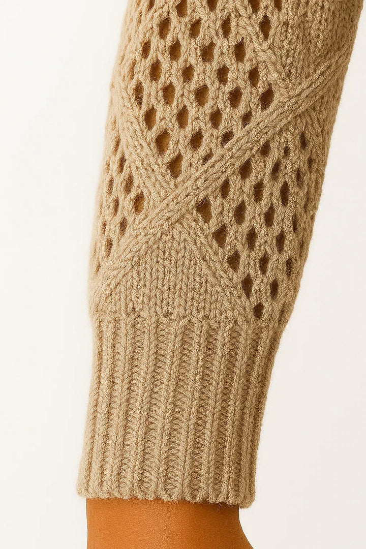 Offene Strick V-Ausschnitt Pullover | Leichte Baumwollmischung | Lockere Passform