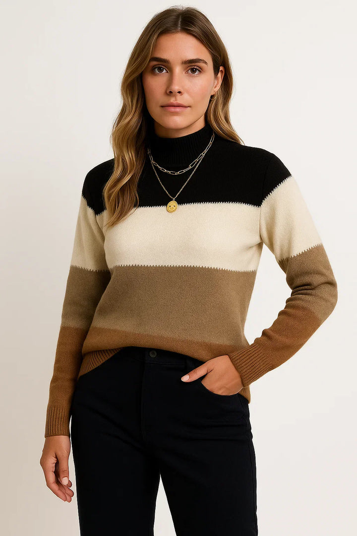 Pullover aus Wollmischung | Gestreift | Mock Neck | Relaxed Fit