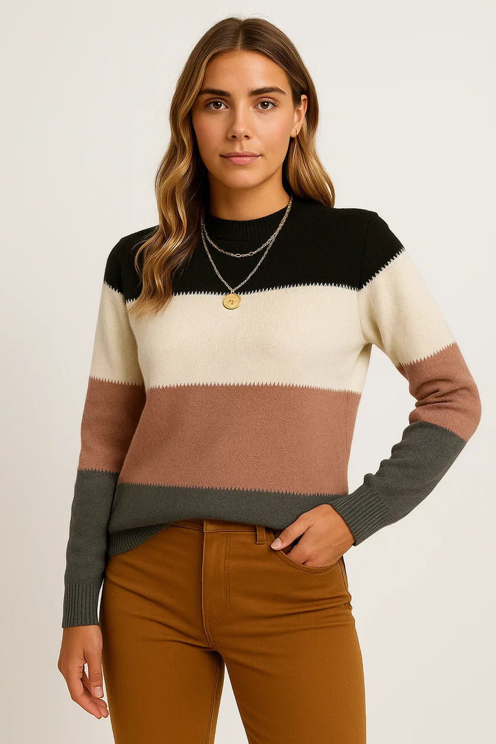 Pullover aus Wollmischung | Gestreift | Mock Neck | Relaxed Fit