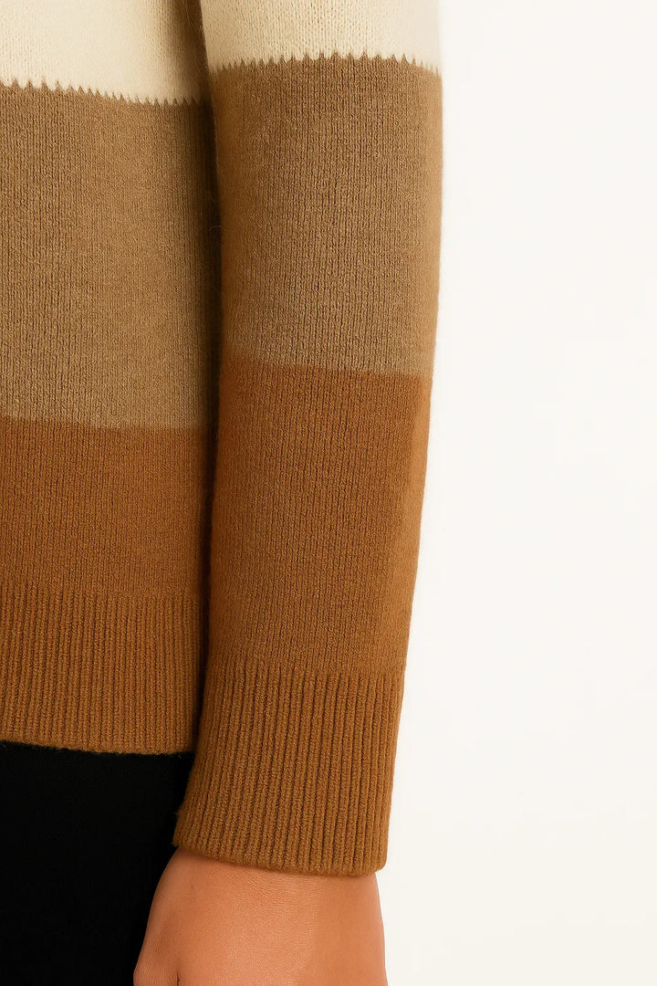 Pullover aus Wollmischung | Gestreift | Mock Neck | Relaxed Fit