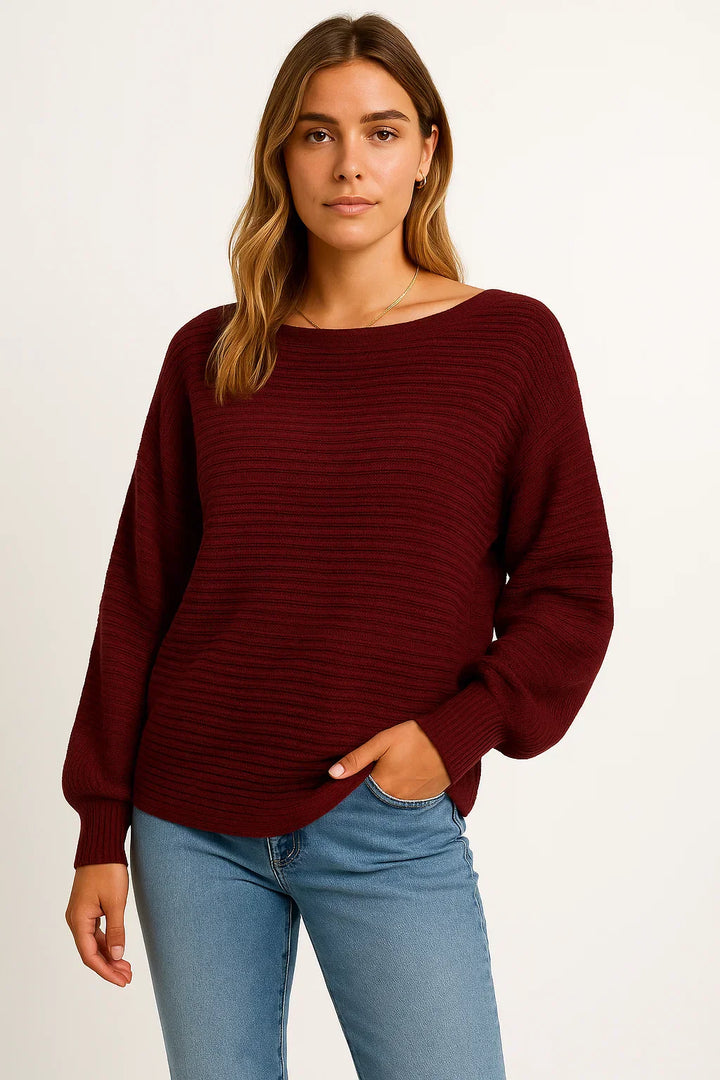 Texturiertes Strick Sweatshirt | Relaxed Batwing Fit | Weicher Baumwollmix