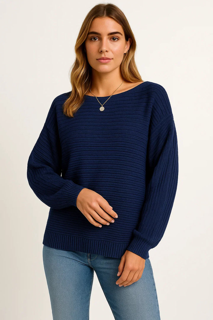 Texturiertes Strick Sweatshirt | Relaxed Batwing Fit | Weicher Baumwollmix