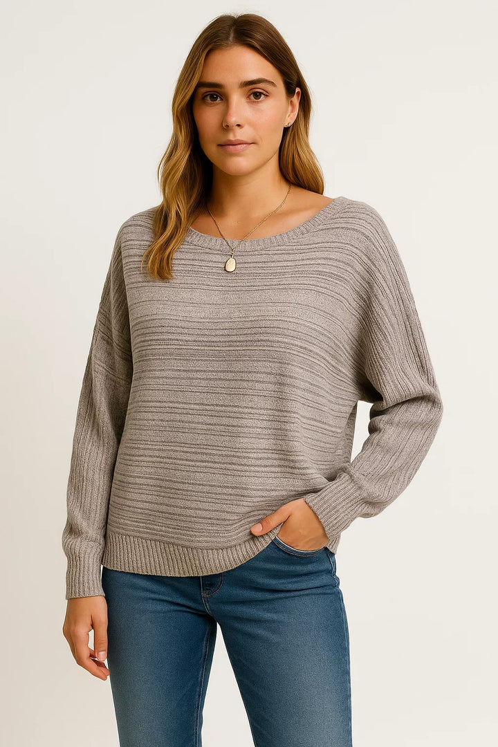 Texturiertes Strick Sweatshirt | Relaxed Batwing Fit | Weicher Baumwollmix