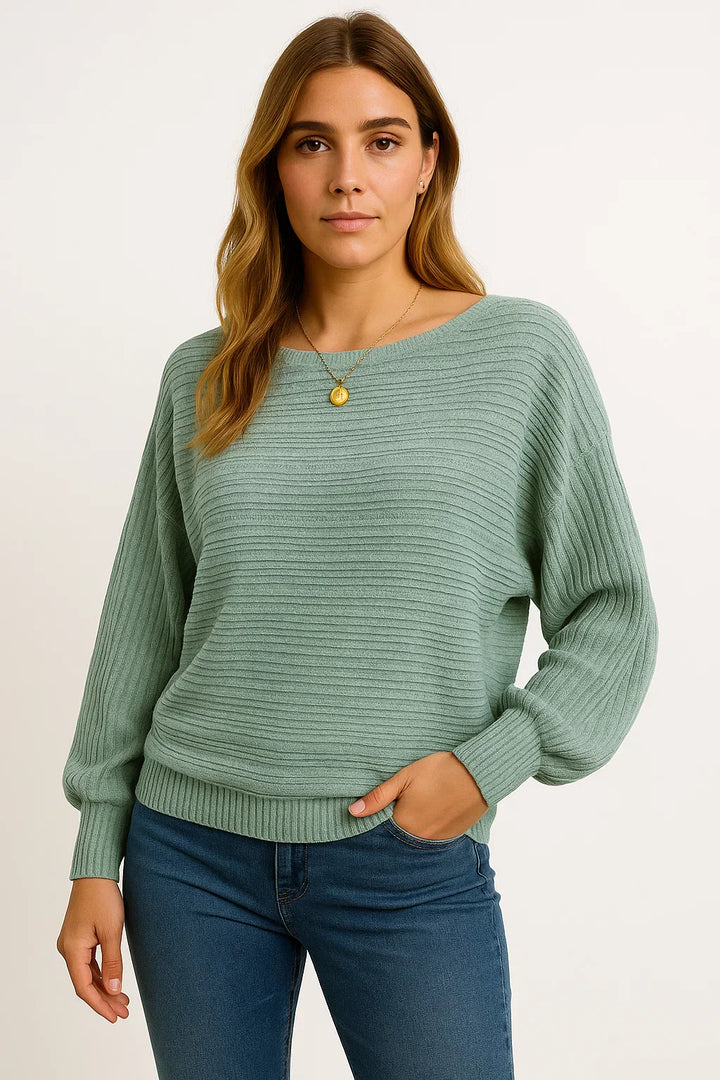 Texturiertes Strick Sweatshirt | Relaxed Batwing Fit | Weicher Baumwollmix
