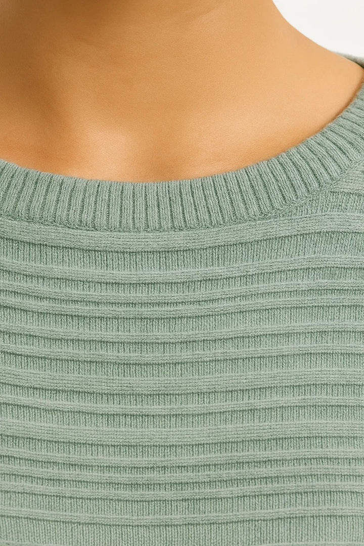 Texturiertes Strick Sweatshirt | Relaxed Batwing Fit | Weicher Baumwollmix