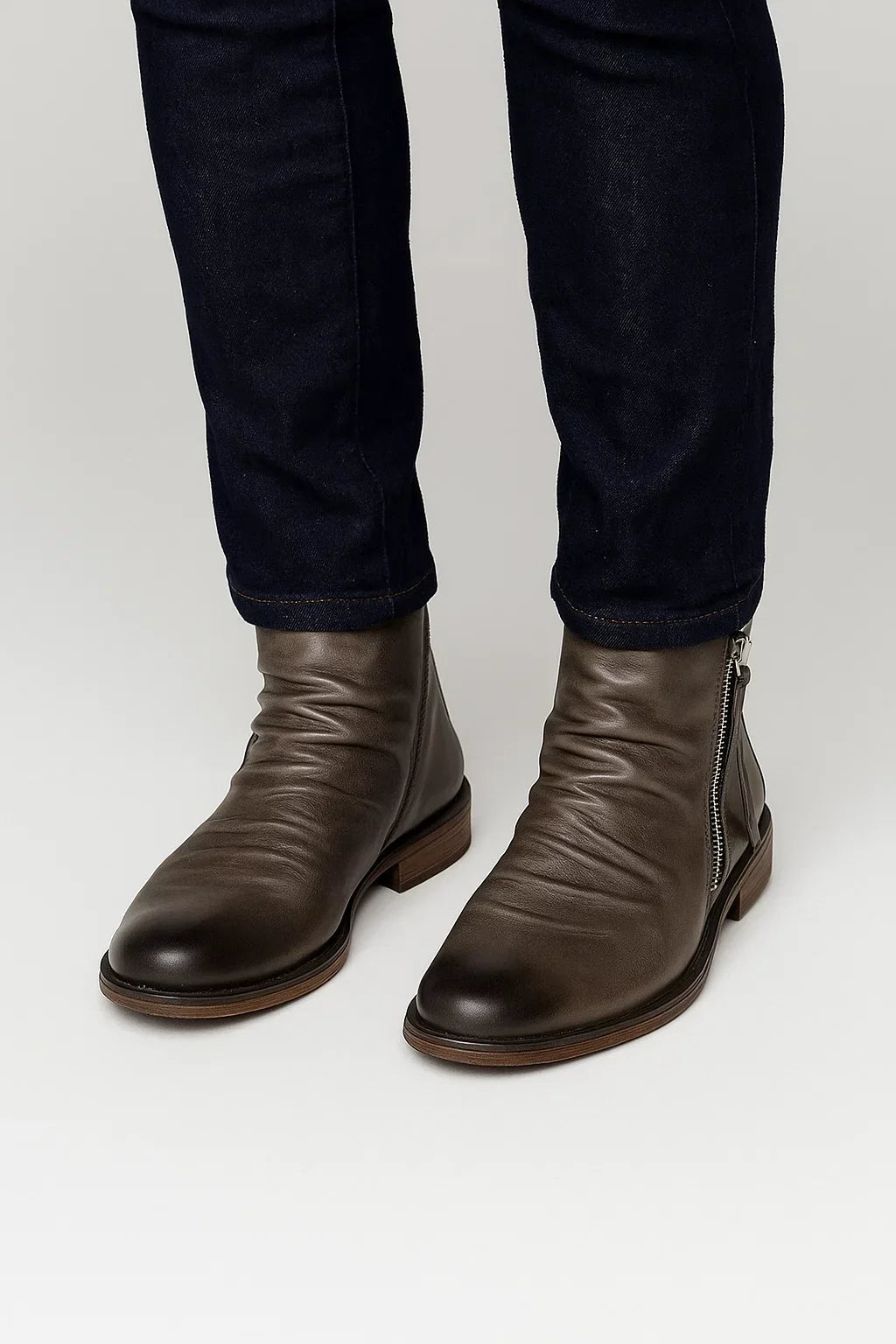 Chelsea Boots | Seitlicher Reißverschluss Leder Ankelstiefel