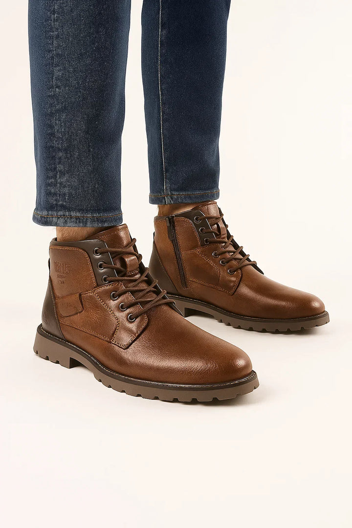Herren Ankle Boots | Seitlicher Reißverschluss | PU Leder Robuste Sohle