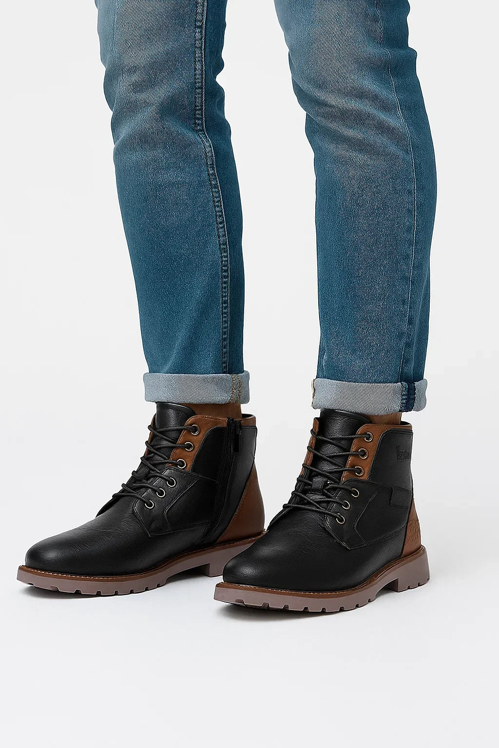 Herren Ankle Boots | Seitlicher Reißverschluss | PU Leder Robuste Sohle