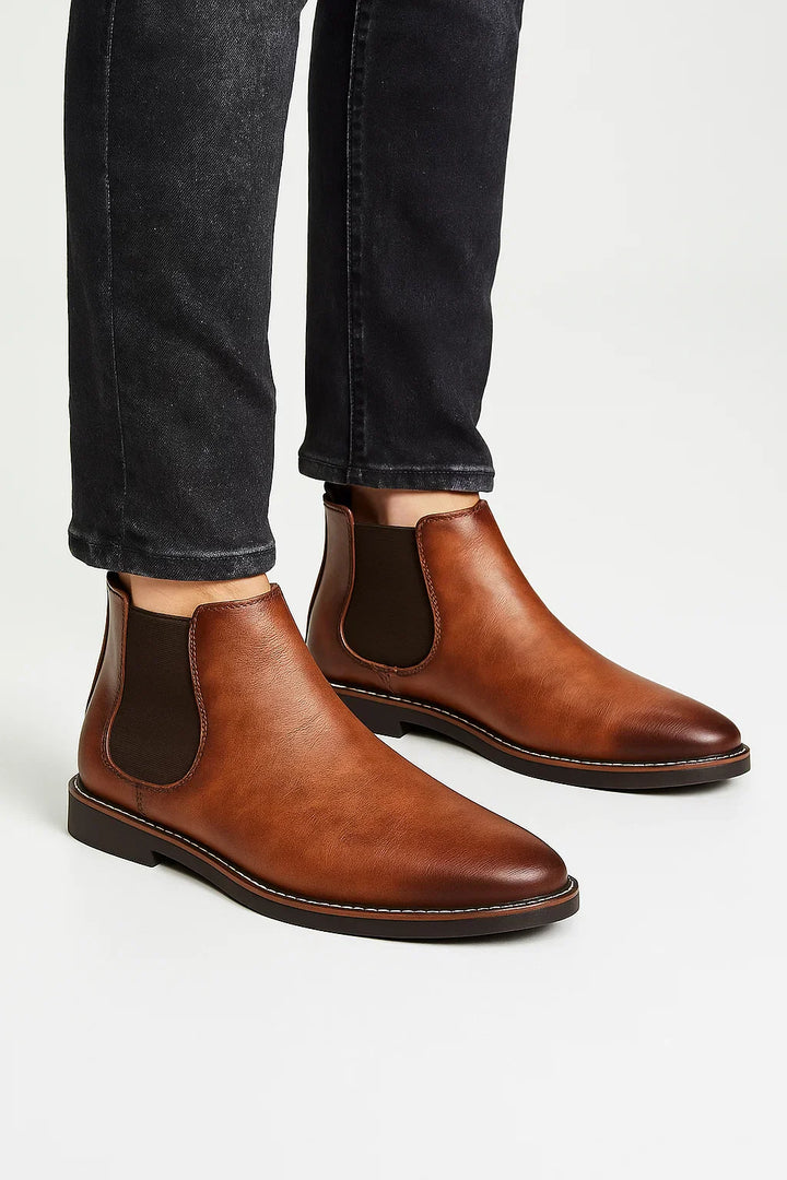 Chelsea Boots | Retro Slip-On | Synthetisches Leder