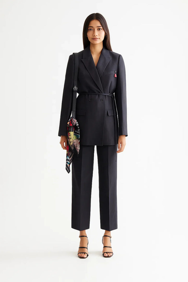 Doppelreihiger Longline Blazer | Twill Gewebe | Strukturierter Schnitt