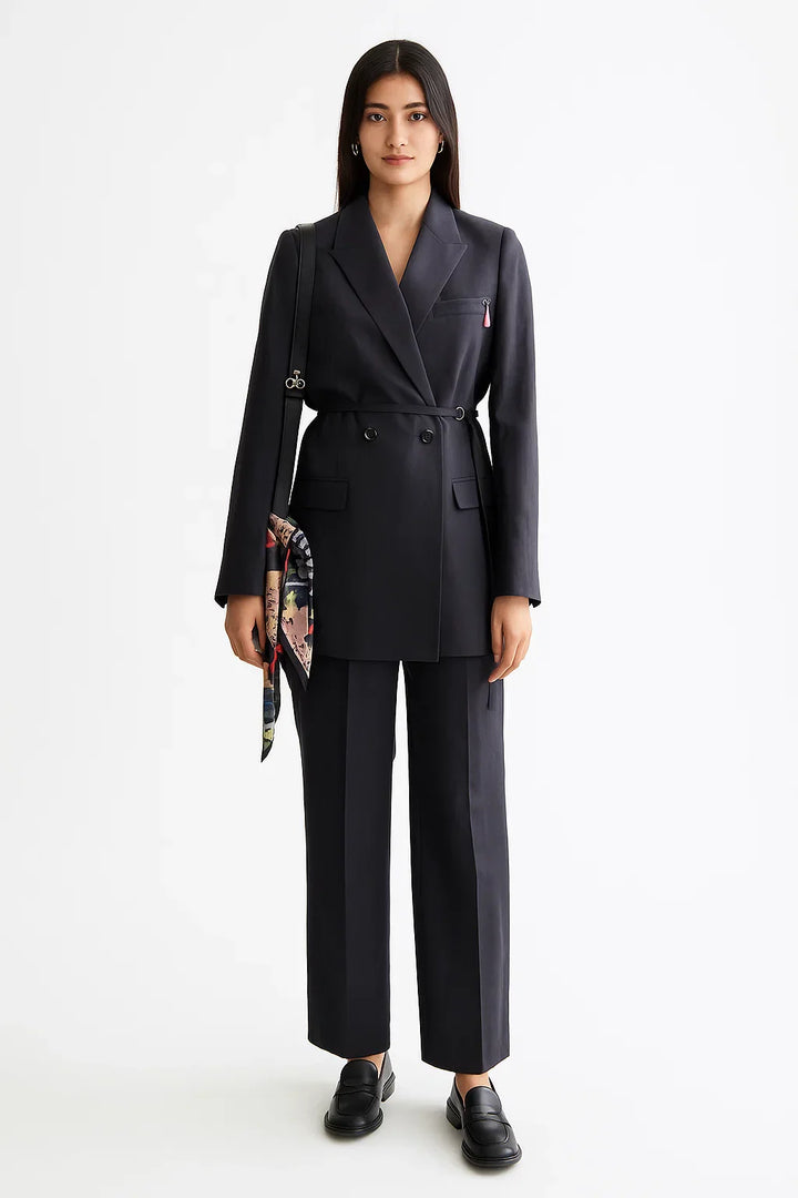 Doppelreihiger Longline Blazer | Twill Gewebe | Strukturierter Schnitt