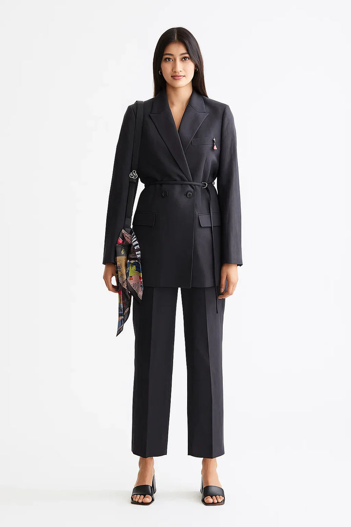 Doppelreihiger Longline Blazer | Twill Gewebe | Strukturierter Schnitt