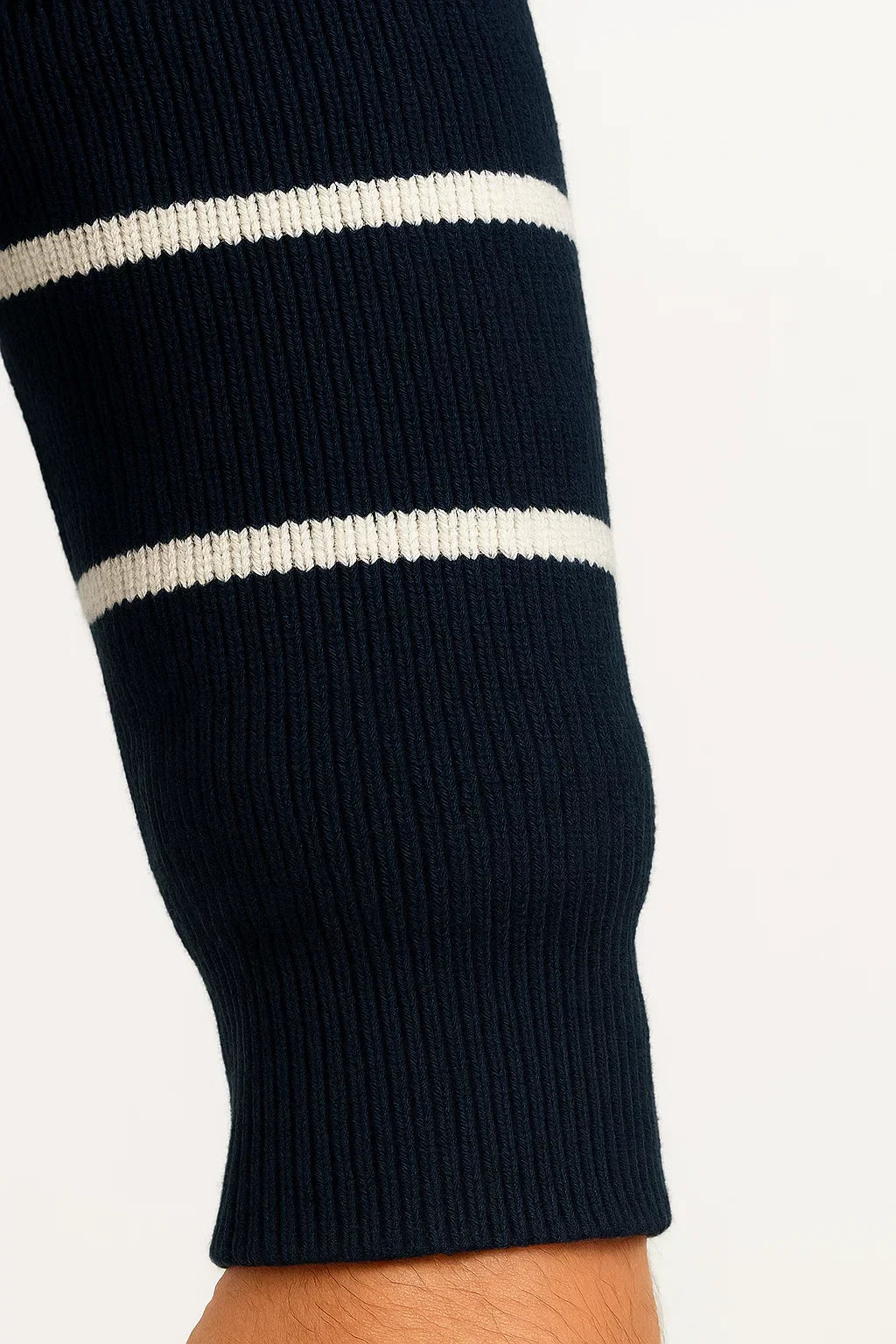 Gestreifter Quarter Zip Pullover | Rippstrick | Reguläre Passform