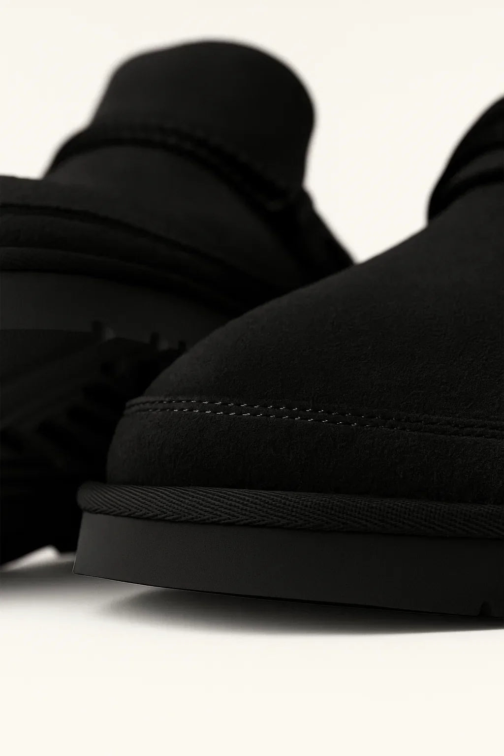 Mule Slippers mit Plüschfutter | PU Leder | Dicke Sohle