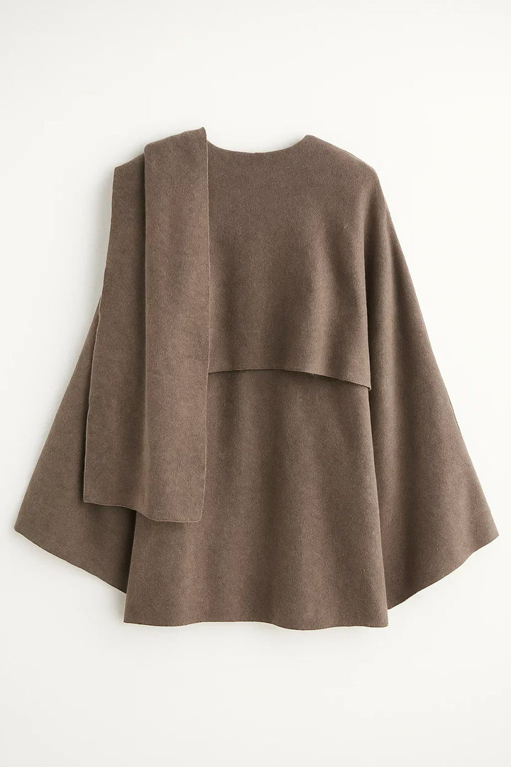Asymmetrischer Drapierter Wollmantel | Schalkragen Design
