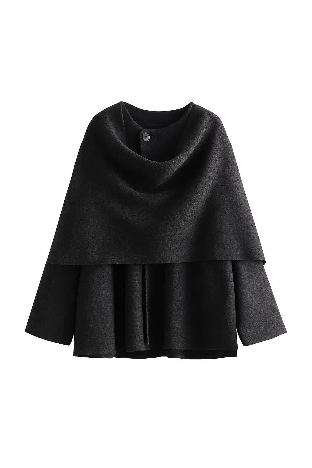 Asymmetrischer Drapierter Wollmantel | Schalkragen Design