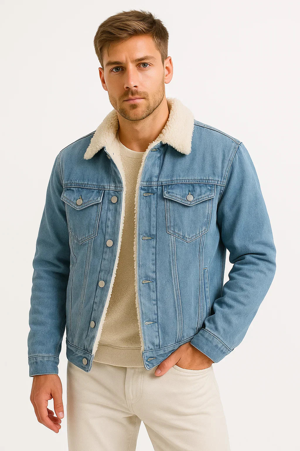 Denim Jacke | Fleece Futter Winter Überhemd