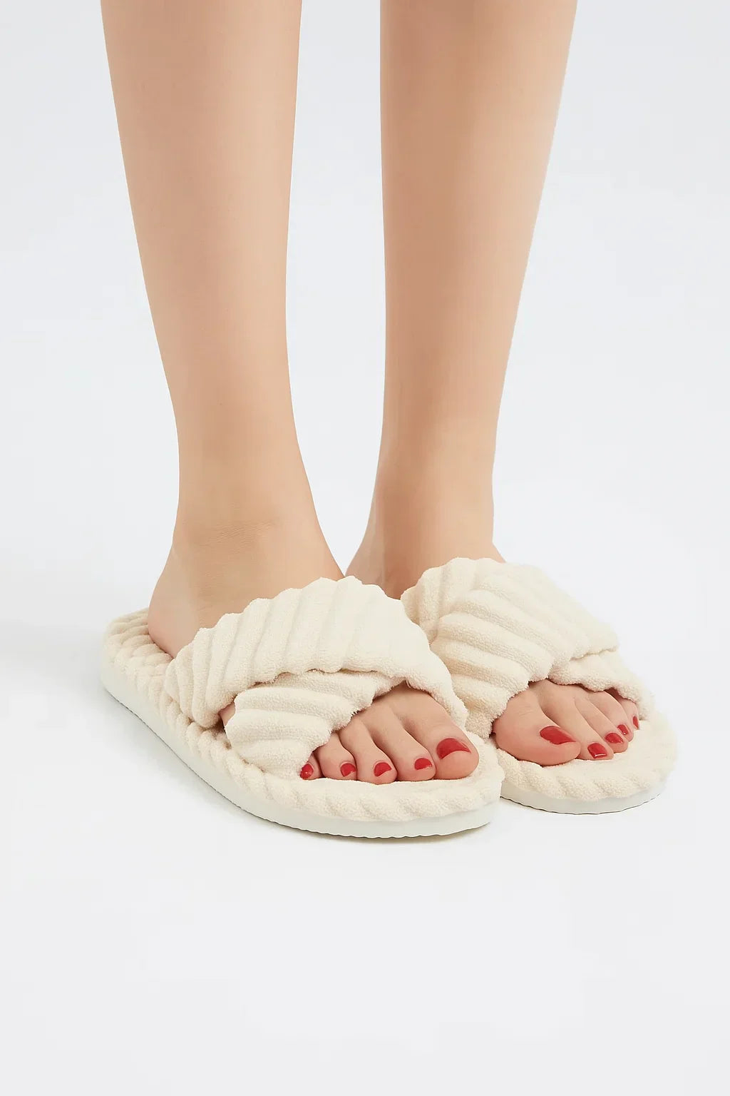 Grundlinie Corduroy Cross-Band Slippers | Plush Sole | Indoor Comfort