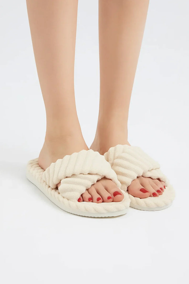Grundlinie Corduroy Cross-Band Slippers | Plush Sole | Indoor Comfort