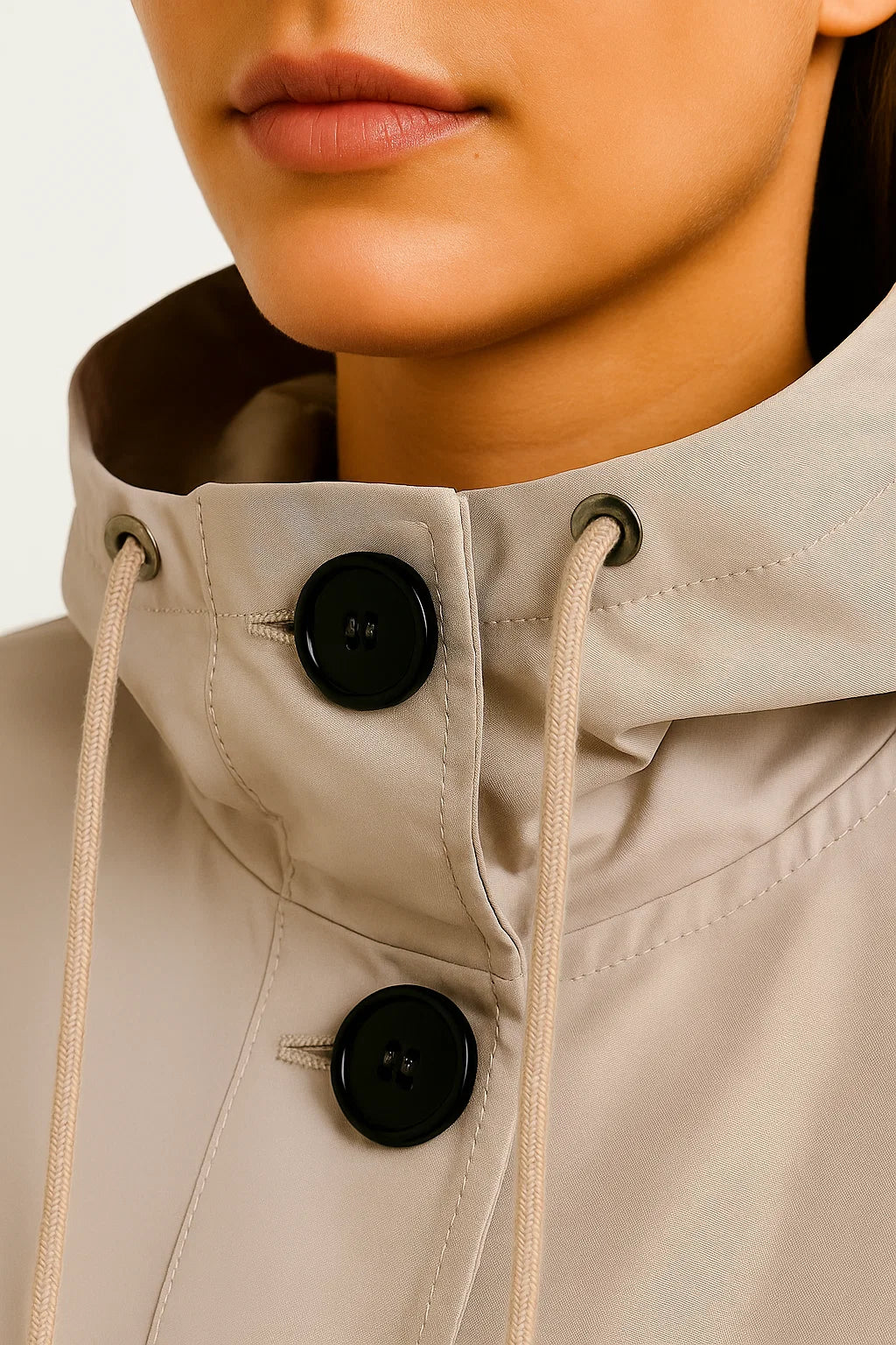 Damen Regenjacke mit Kapuze | Wasserabweisender langer Mantel | Leichter Schnitt