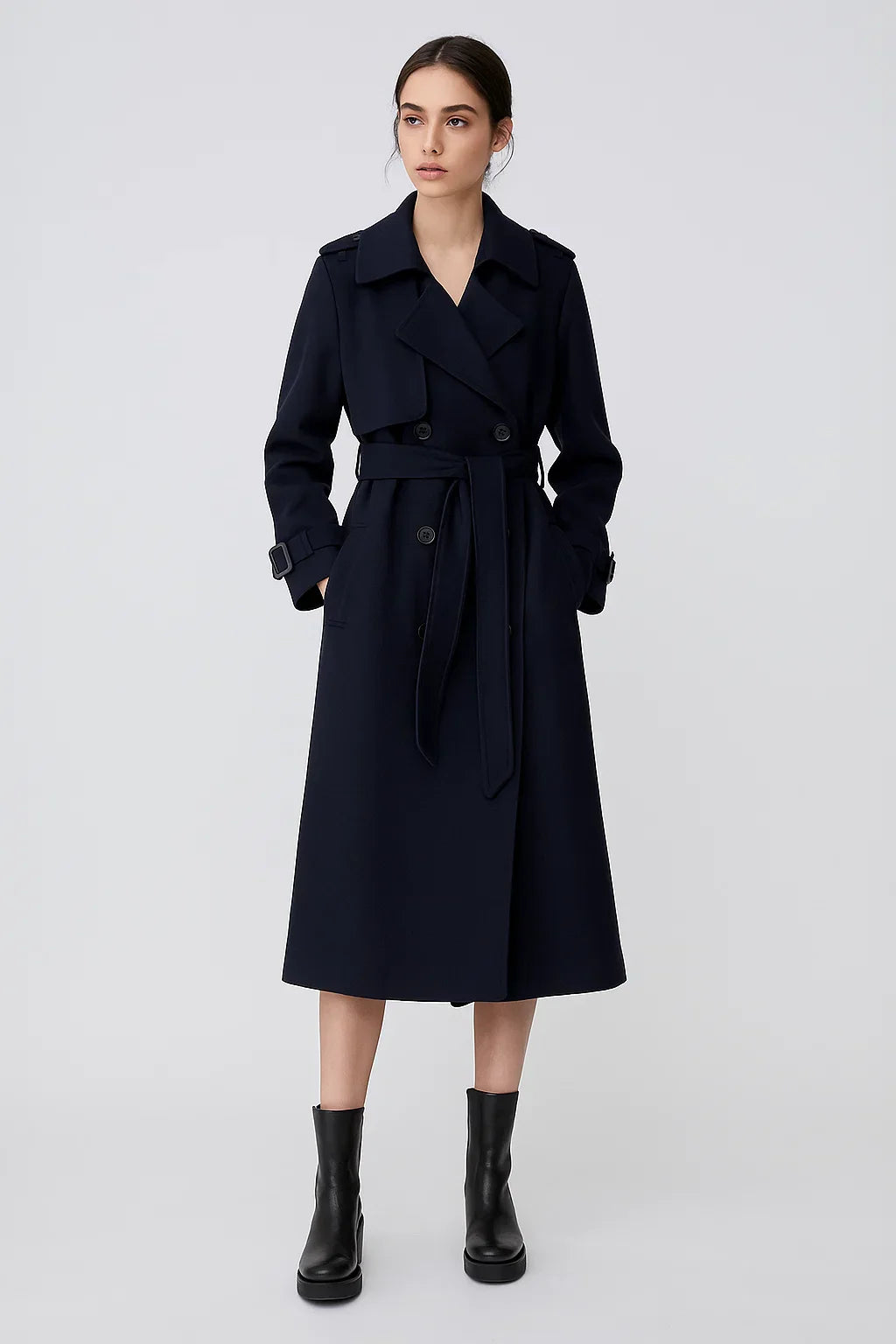 Long Trench Coat | Belted A-Line Silhouette | Klassisches Design für die Übergangszeit