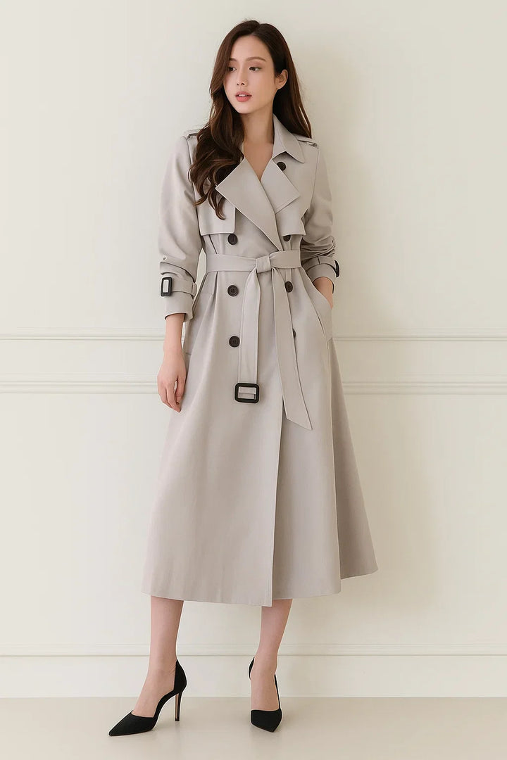 Long Trench Coat | Belted A-Line Silhouette | Klassisches Design für die Übergangszeit