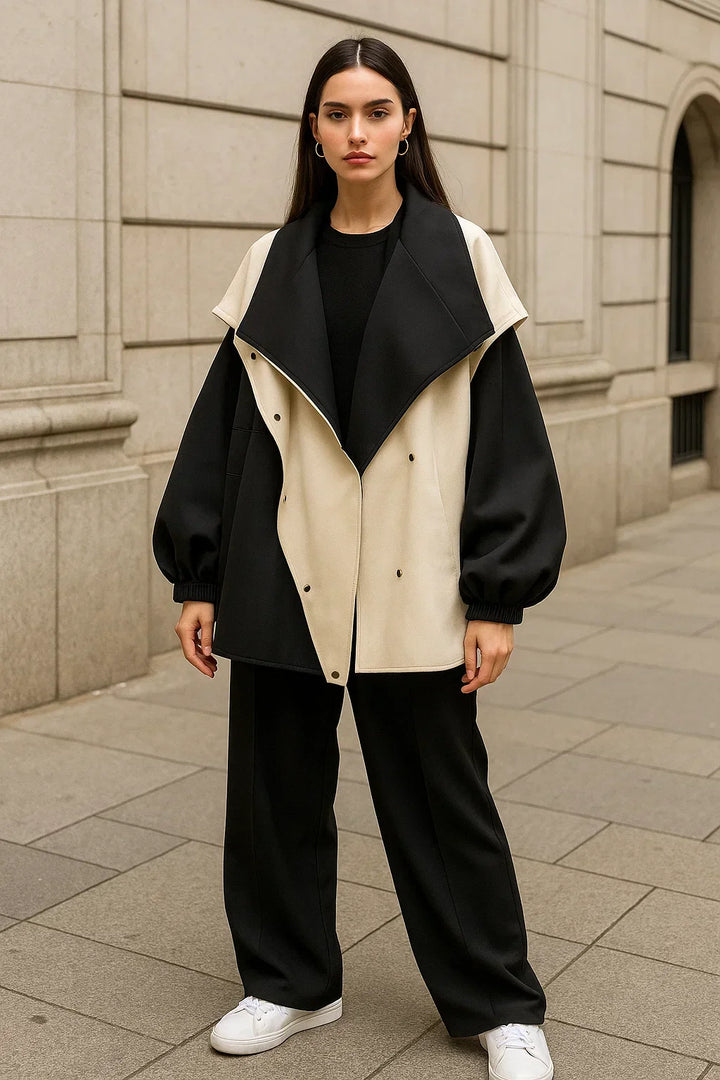 Zweifarbige Oversized Jacke | Modernes Kontrastdesign | Leichtes Layer