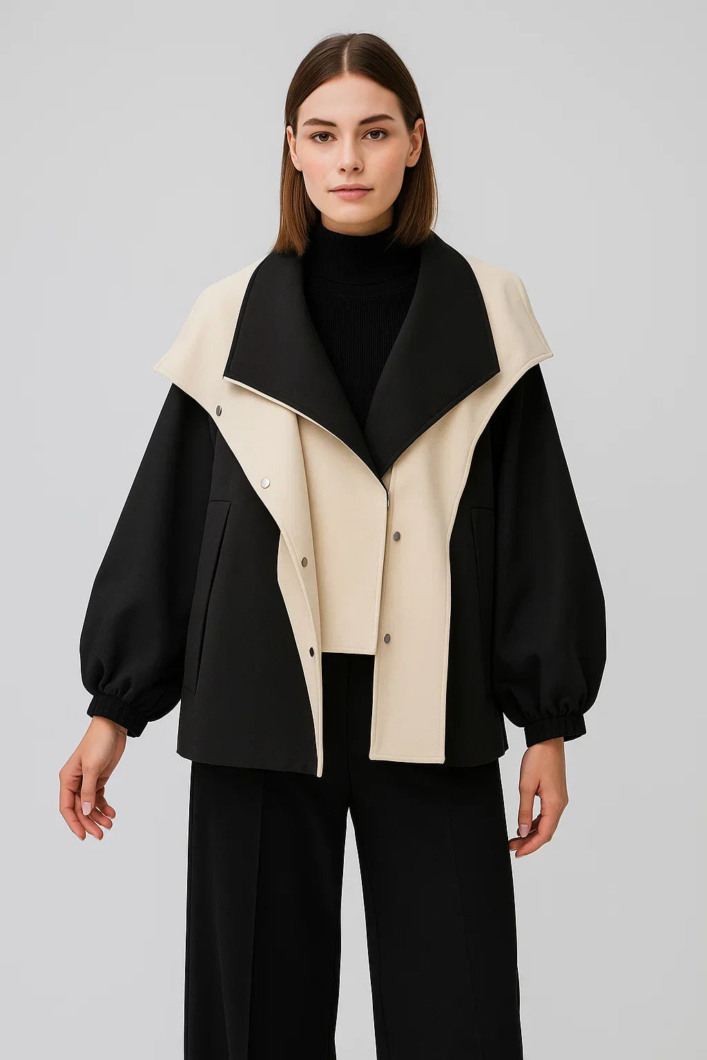 Zweifarbige Oversized Jacke | Modernes Kontrastdesign | Leichtes Layer