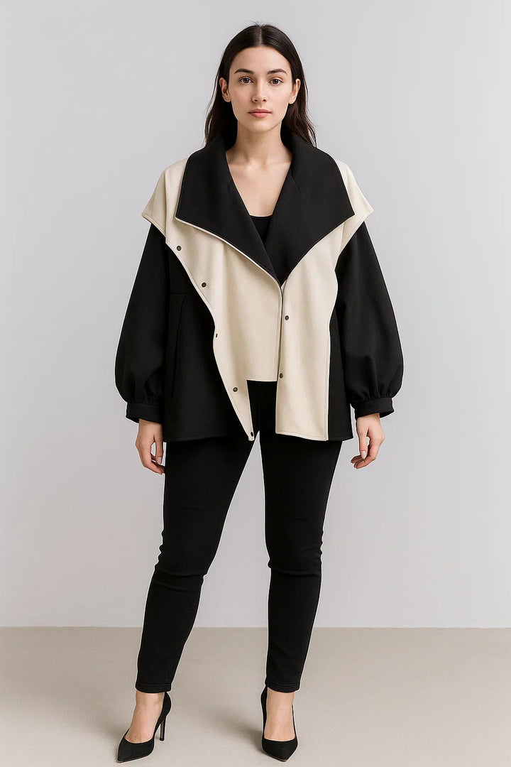 Zweifarbige Oversized Jacke | Modernes Kontrastdesign | Leichtes Layer
