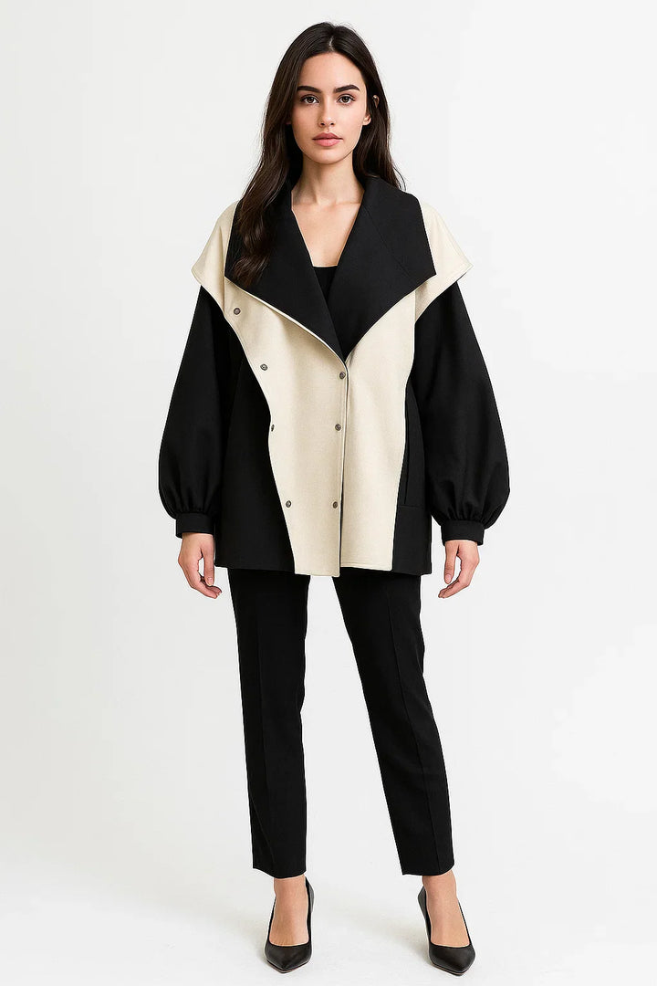 Zweifarbige Oversized Jacke | Modernes Kontrastdesign | Leichtes Layer