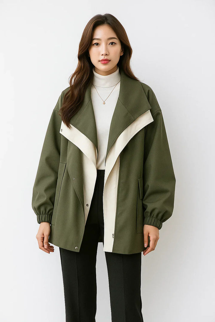Zweifarbige Oversized Jacke | Modernes Kontrastdesign | Leichtes Layer