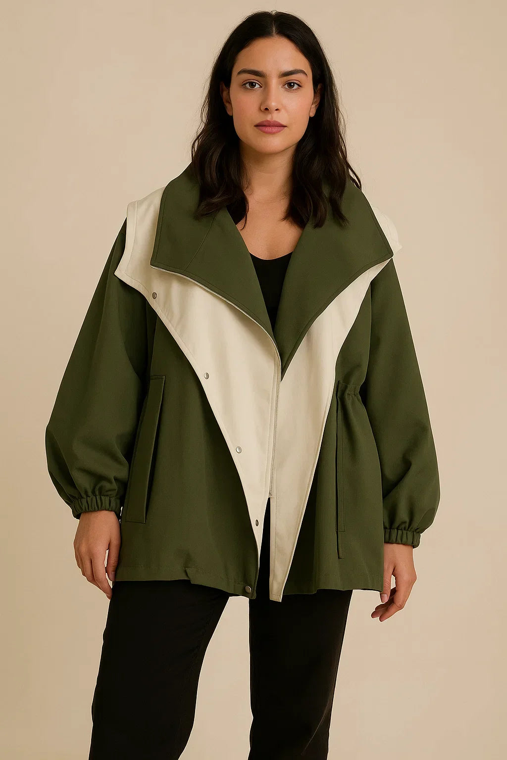 Zweifarbige Oversized Jacke | Modernes Kontrastdesign | Leichtes Layer