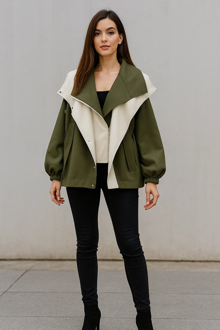 Zweifarbige Oversized Jacke | Modernes Kontrastdesign | Leichtes Layer