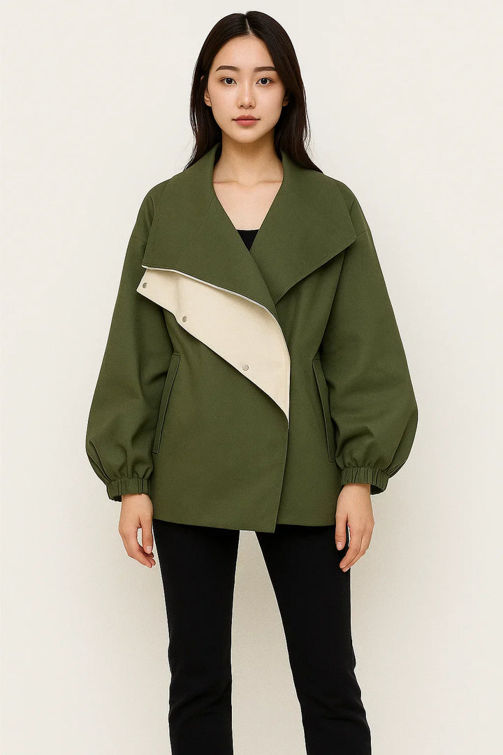 Zweifarbige Oversized Jacke | Modernes Kontrastdesign | Leichtes Layer