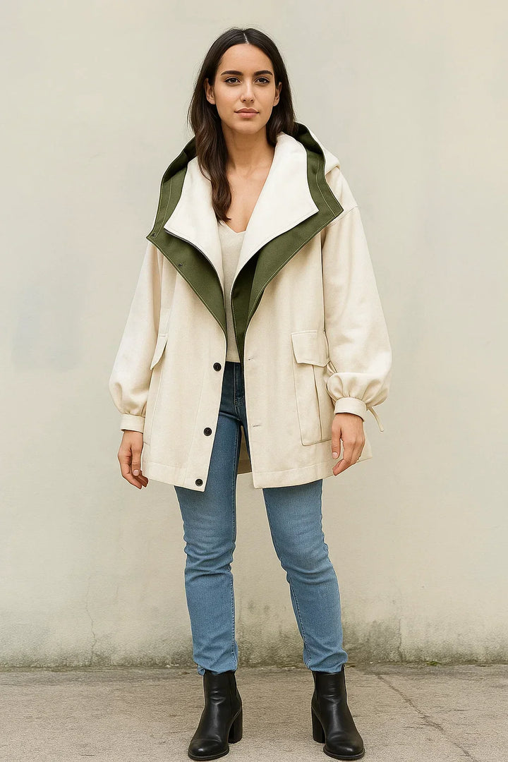 Zweifarbige Oversized Jacke | Modernes Kontrastdesign | Leichtes Layer
