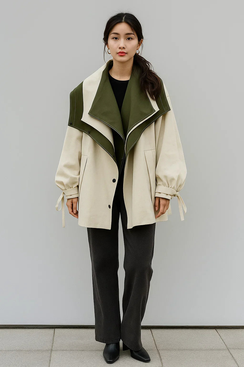 Zweifarbige Oversized Jacke | Modernes Kontrastdesign | Leichtes Layer