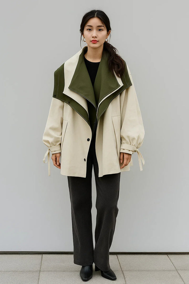 Zweifarbige Oversized Jacke | Modernes Kontrastdesign | Leichtes Layer