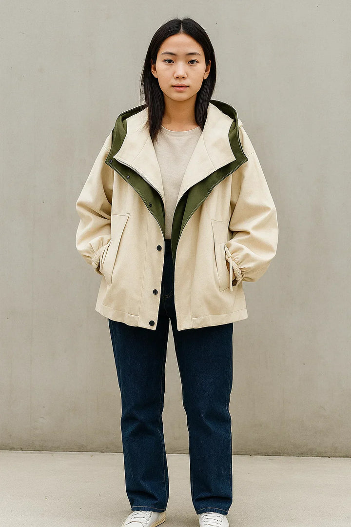 Zweifarbige Oversized Jacke | Modernes Kontrastdesign | Leichtes Layer