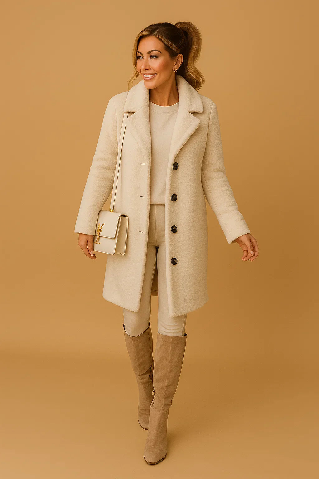 Teddy Coat | Beige | Lang