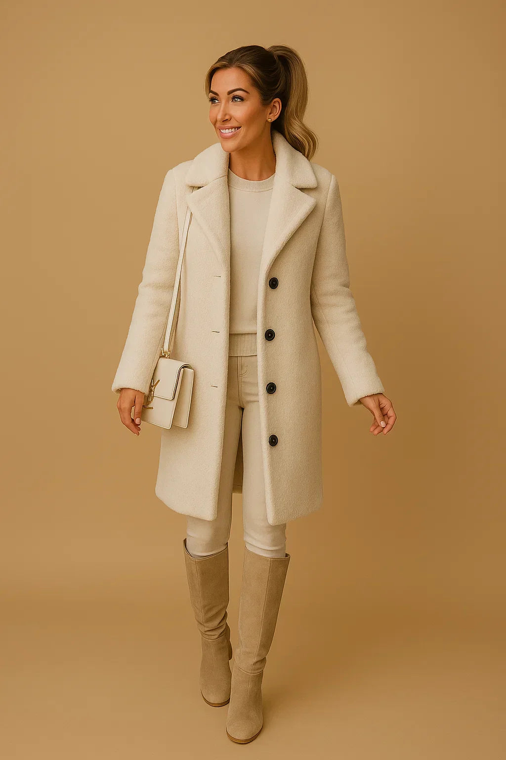 Teddy Coat | Beige | Lang