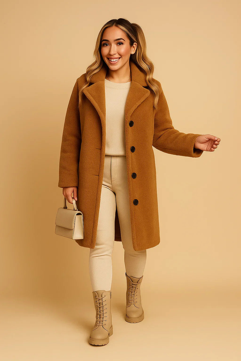 Teddy Coat | Beige | Lang