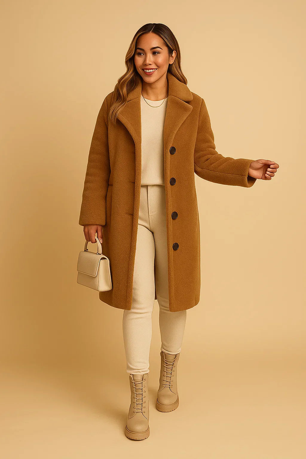 Teddy Coat | Beige | Lang
