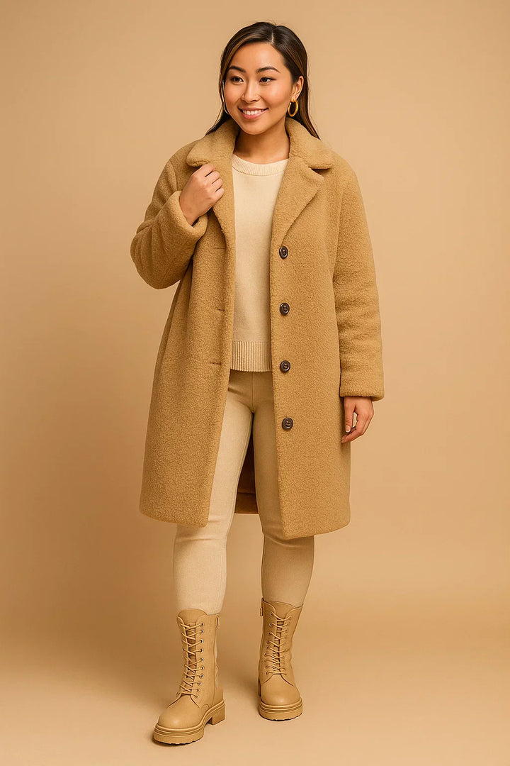 Teddy Coat | Beige | Lang