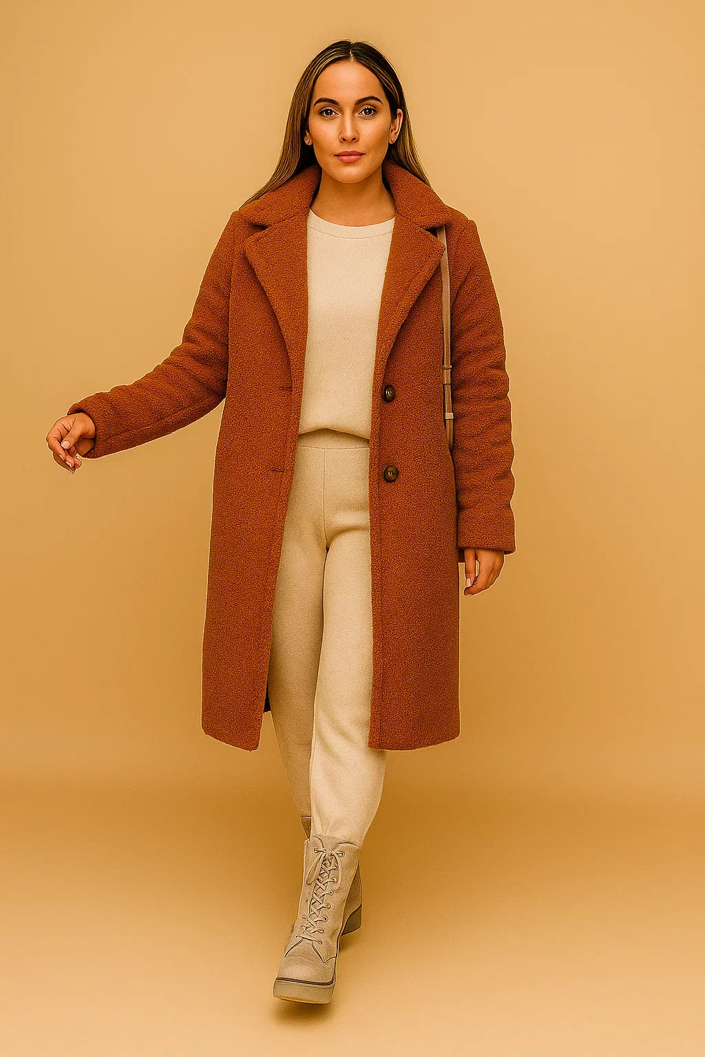 Teddy Coat | Beige | Lang