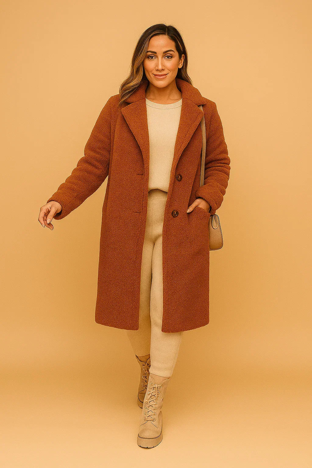 Teddy Coat | Beige | Lang