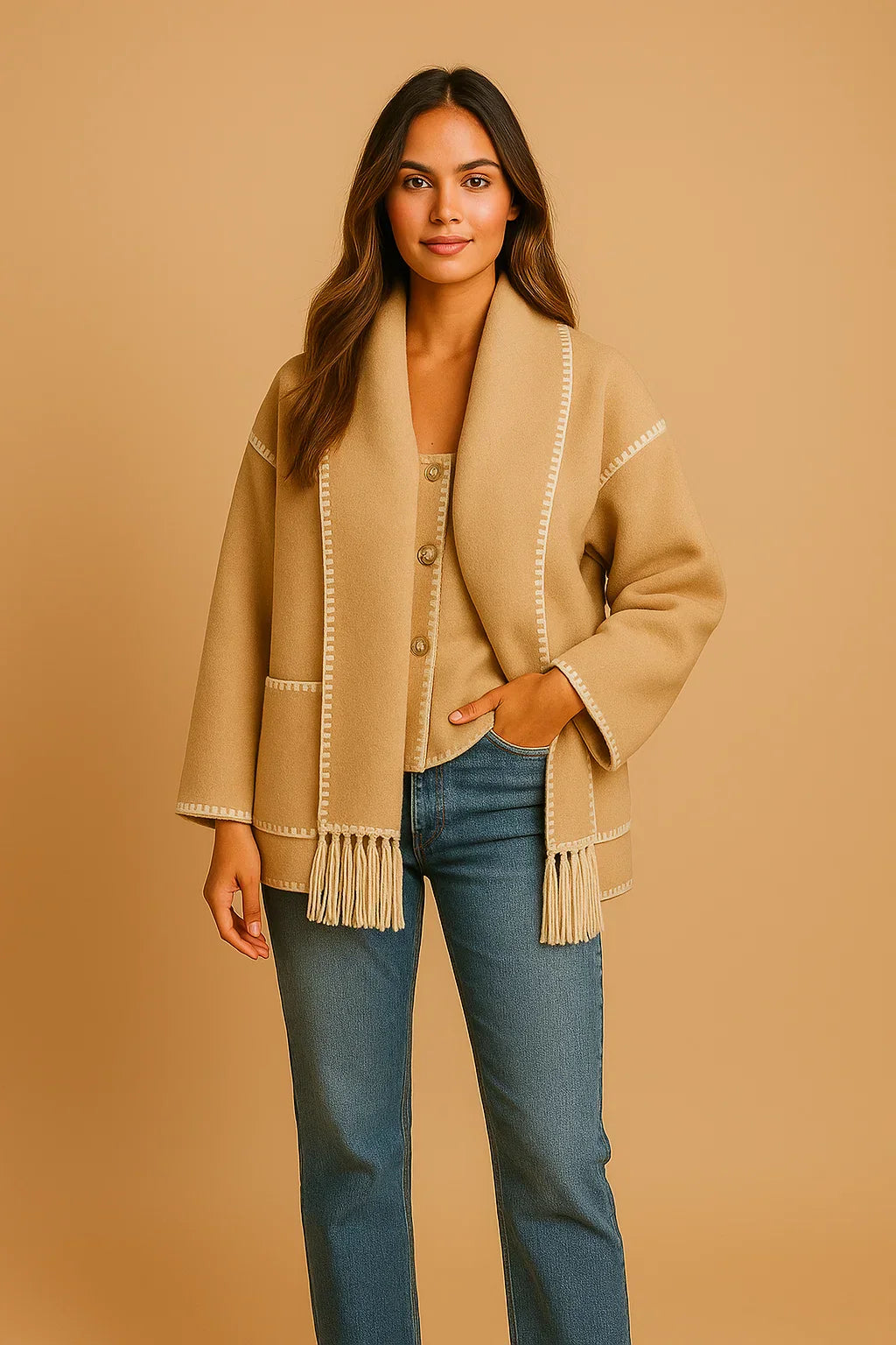 Fringe Detail Coat | Relaxed Fit