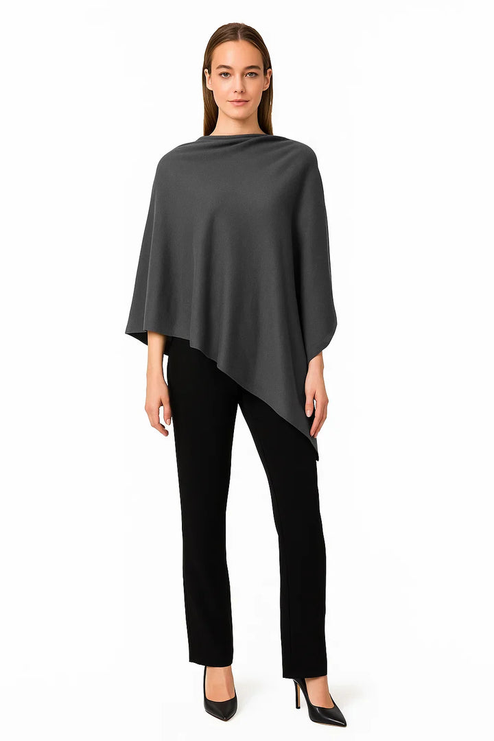 Asymmetrisches Drapiertes Poncho | Weiches Strick