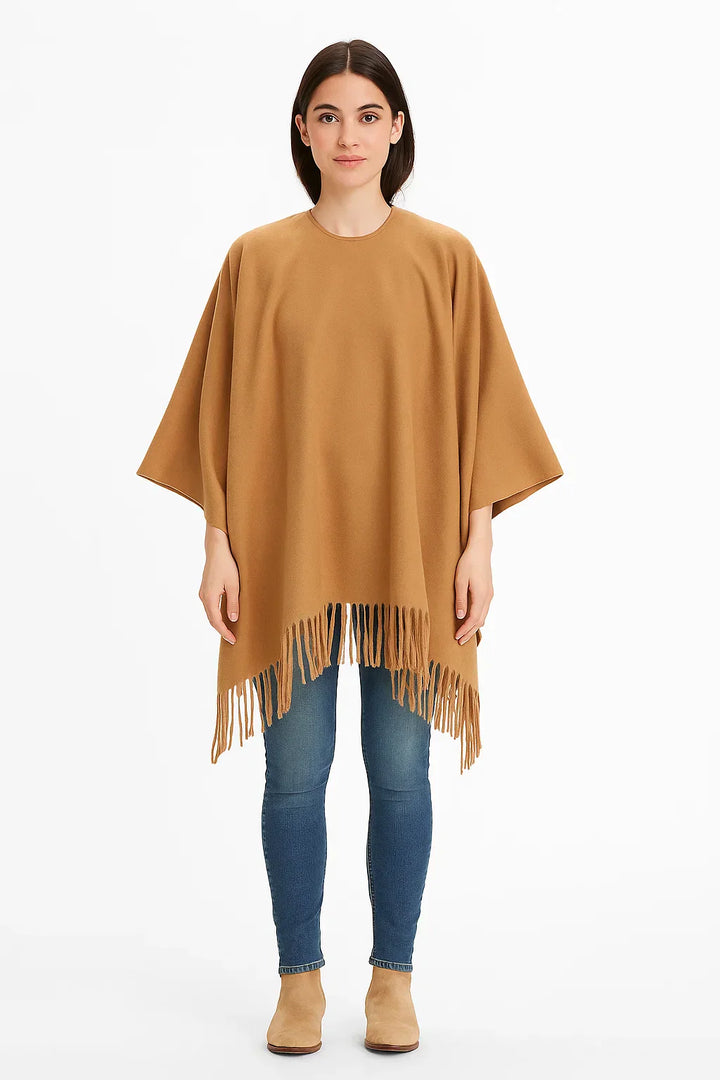 Fransiertes Offenes Poncho | Leicht Drapiert