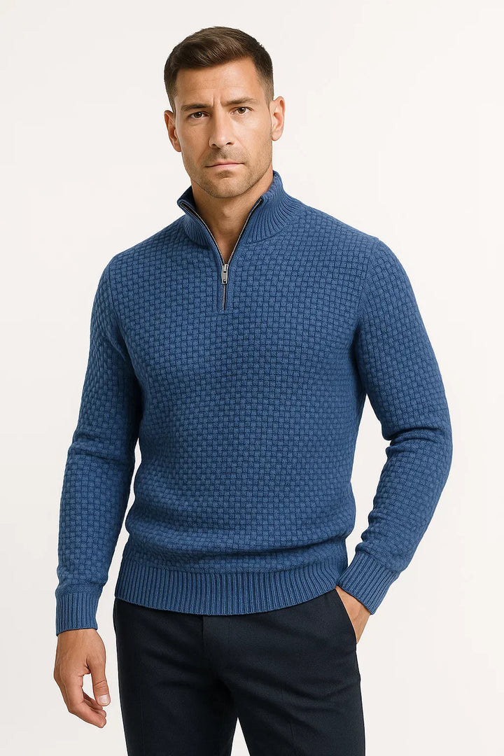 Waffle Quarter-Zip Pullover | Dunkelgrau | Modern Smart-Casual